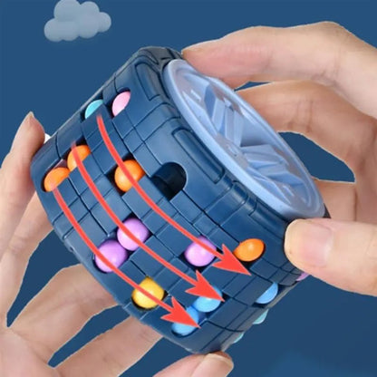 3D Cylindrical Puzzle Cube Stress Relieving Gyro Slide